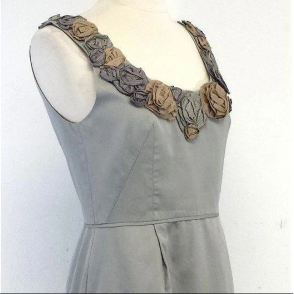 Anthropologie Baraschi Grey Dress Floral Neckline - Picture 3 of 5